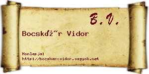 Bocskár Vidor névjegykártya